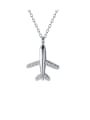 thumb 925 Sterling Silver Rhinestone  Minimalist Fashion diamond plane pendant Necklace 0