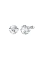 thumb 925 Sterling Silver Cubic Zirconia Clover Dainty Stud Earring 0