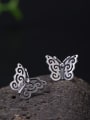 thumb 925 Sterling Silver Hollow Butterfly Vintage Stud Earring 0