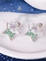 thumb Brass Cubic Zirconia Five-pointed star Luxury Stud Earring 2