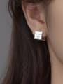 thumb 925 Sterling Silver Square Vintage Huggie Earring 1