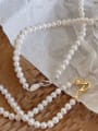 thumb 925 Sterling Silver Imitation Pearl Round Minimalist Beaded Necklace 3