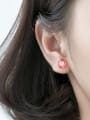 thumb 925 Sterling Silver Enamel Heart Cute Stud Earring 2