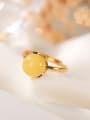 thumb 925 Sterling Silver Amber Flower Minimalist Band Ring 2