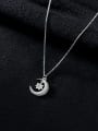thumb 925 Sterling Silver  Minimalist Moon Pendant Necklace 0