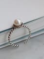 thumb 925 Sterling Silver Freshwater Pearl Vintage Solitaire Ring 2