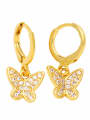 thumb Brass Cubic Zirconia Butterfly Vintage Huggie Earring 2