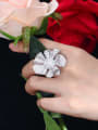 thumb Brass Cubic Zirconia Flower Luxury Statement Ring 2