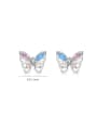 thumb 925 Sterling Silver Cubic Zirconia Butterfly Dainty Stud Earring 2