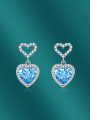thumb Brass Cubic Zirconia Heart Dainty Cluster Earring 4