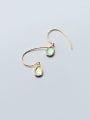thumb 925 Sterling Silver Colored glass  Water Drop Minimalist Hook Earring 2