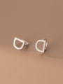 thumb 925 Sterling Silver Cubic Zirconia Letter D Minimalist Huggie Earring 2