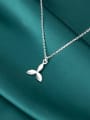 thumb 925 sterling silver simple smooth Flower Pendant Necklace 0