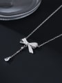 thumb 925 Sterling Silver Cubic Zirconia Butterfly Dainty Tassel Necklace 3