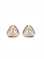 thumb Brass Imitation Pearl Triangle Statement Stud Earring 0