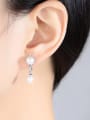 thumb 925 Sterling Silver Freshwater Pearl White Flower Trend Drop Earring 3