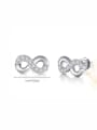thumb 925 Sterling Silver Cubic Zirconia Number 8 Minimalist Stud Earring 1