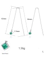thumb 925 Sterling Silver Cubic Zirconia Green Square Minimalist Threader Earring 4