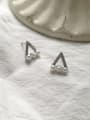 thumb 925 Sterling Silver Imitation Pearl White Triangle Vintage Stud Earring 0