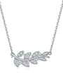 thumb 925 Sterling Silver Cubic Zirconia Leaf Dainty Necklace 0