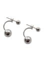 thumb 925 Sterling Silver Bead Round Minimalist Hook Earring 0