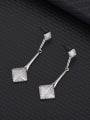 thumb 925 Sterling Silver Cubic Zirconia Square Dainty Drop Earring 2