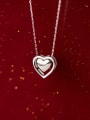 thumb 925 Sterling Silver Minimalist  Double Layer Heart   Pendant  Necklace 1