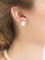 thumb Copper Imitation Pearl Flower Dainty Stud Earring 1