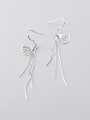 thumb 925 Sterling Silver With Platinum Plated Minimalist Sector Tassel Earrings 2
