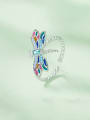 thumb 925 Sterling Silver Cubic Zirconia Dragonfly Dainty Band Ring 2