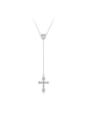 thumb 925 Sterling Silver Cross Minimalist Lariat Necklace 0