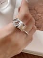 thumb 925 Sterling Silver Geometric Vintage Concave Convex Stone  Band Ring 1