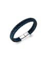thumb Stainless steel Artificial Leather Weave Hip Hop Band Bangle 0