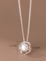 thumb 925 Sterling Silver Imitation Pearl Geometric Minimalist Necklace 3