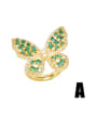 thumb Brass Cubic Zirconia Geometric Vintage Butterfly Band Ring 1