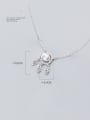 thumb 925 Sterling Silver Cubic Zirconia simple grid shell beads pendant necklace 3