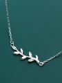 thumb 925 sterling silver simple fashion glossy Leaf Pendant Necklace 1