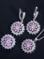 thumb Dainty Flower Brass Cubic Zirconia Earring Ring and Necklace Set 0