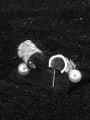thumb 925 Sterling Silver Imitation Pearl Geometric Vintage Stud Earring 3