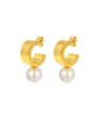 thumb Brass Imitation Pearl Geometric Minimalist Drop Earring 0