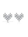 thumb 925 Sterling Silver Cubic Zirconia Heart Classic Stud Earring 2