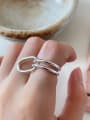 thumb 925 Sterling Silver Hollow Geometric Double Loop Band Ring 1