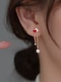 thumb 925 Sterling Silver Enamel Heart Minimalist Threader Earring 1