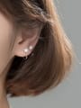 thumb 925 Sterling Silver Cubic Zirconia Star Minimalist Hook Earring 2