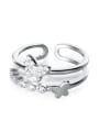 thumb 925 Sterling Silver With Platinum Plated Simplistic Butterfly Free Size Rings 4