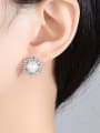 thumb 925 Sterling Silver Freshwater Pearl White Flower Trend Stud Earring 1