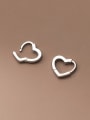 thumb 925 Sterling Silver Hollow Heart Minimalist Huggie Earring 3