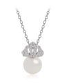 thumb Copper  Dainty  Cubic Zirconia Crown Bead pendant Necklace 0
