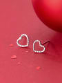 thumb 925 Sterling Silver With Platinum Plated Cute  Hollow Heart Stud Earrings 0