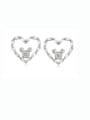 thumb Alloy Cubic Zirconia Heart Minimalist Stud Earring 0